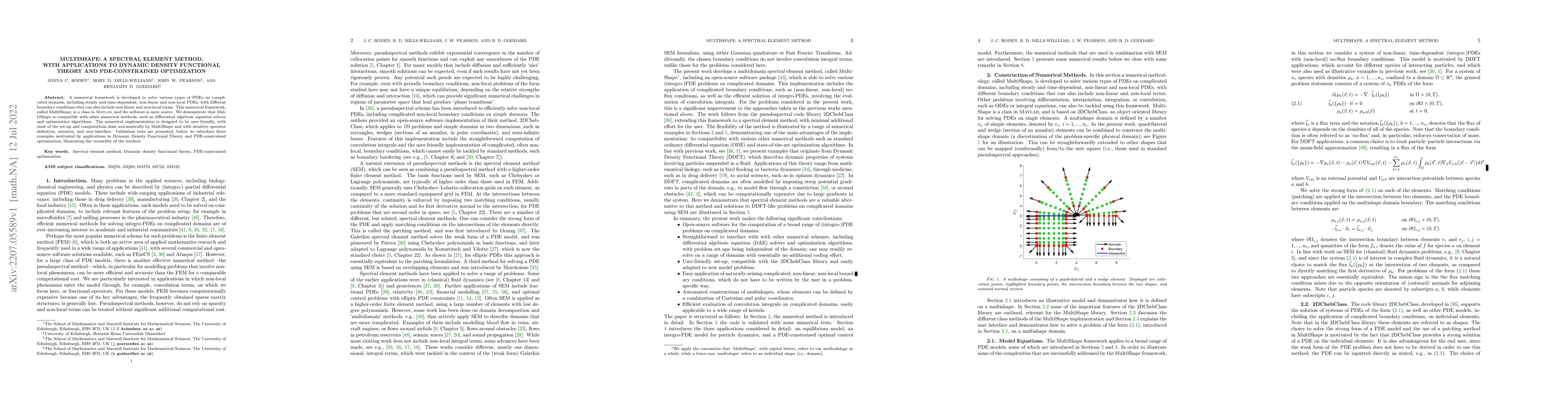 Thumbnail for MultiShape: A Spectral Element Method, with Applications to Dynamic
  Density Functional Theory and PDE-Constrained Optimization