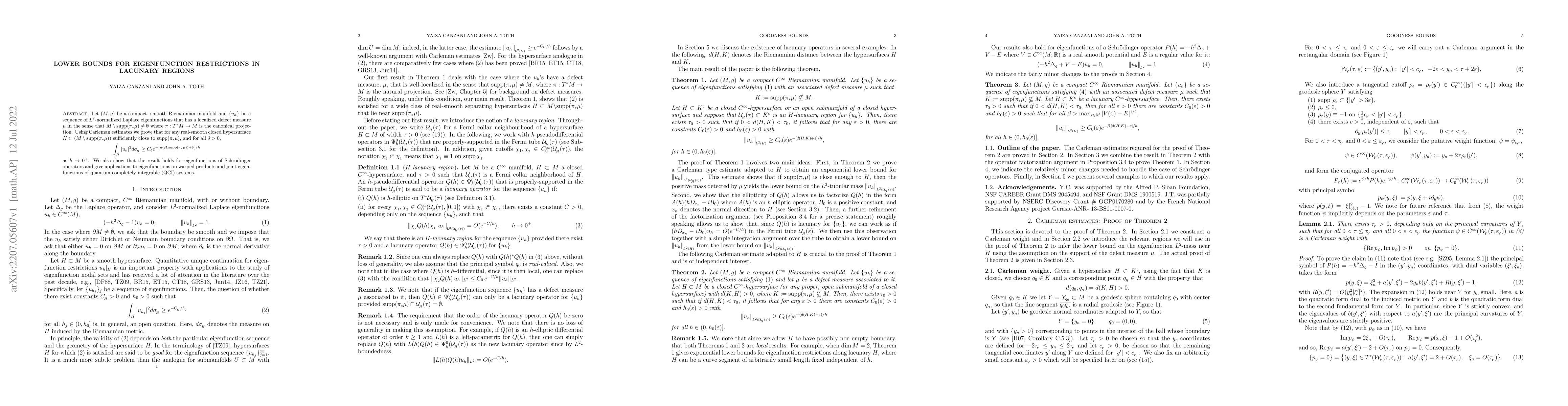 Thumbnail for Lower bounds for eigenfunction restrictions in lacunary regions