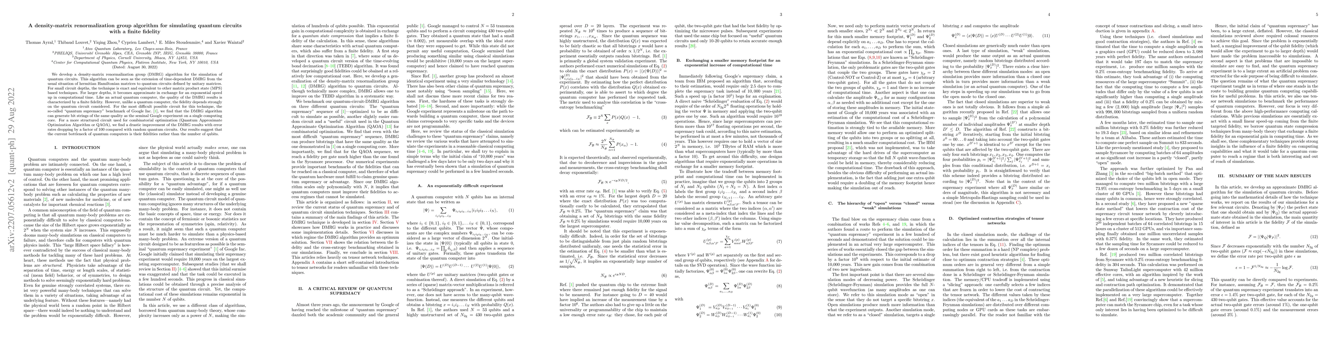Thumbnail for A density-matrix renormalization group algorithm for simulating quantum
  circuits with a finite fidelity