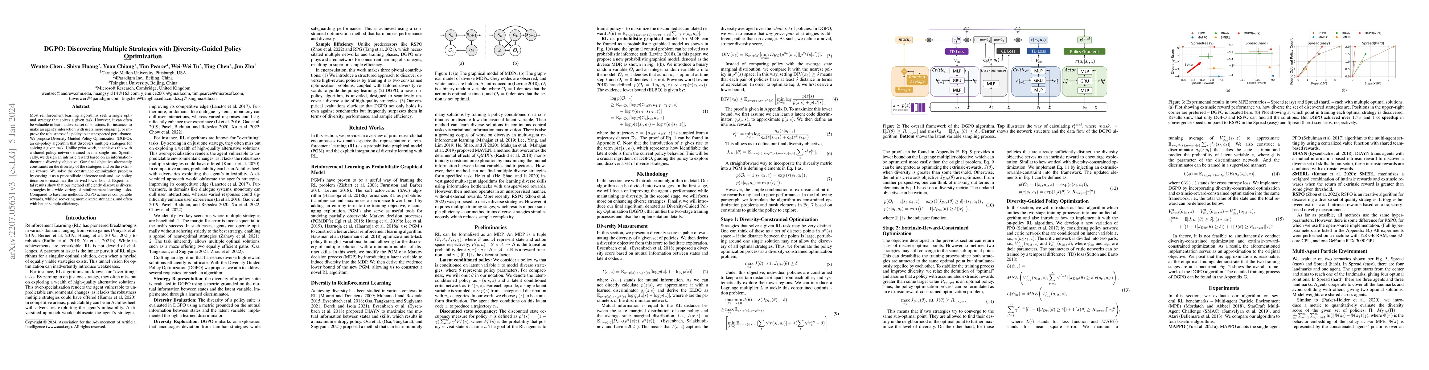 Thumbnail for DGPO: Discovering Multiple Strategies with Diversity-Guided Policy
  Optimization