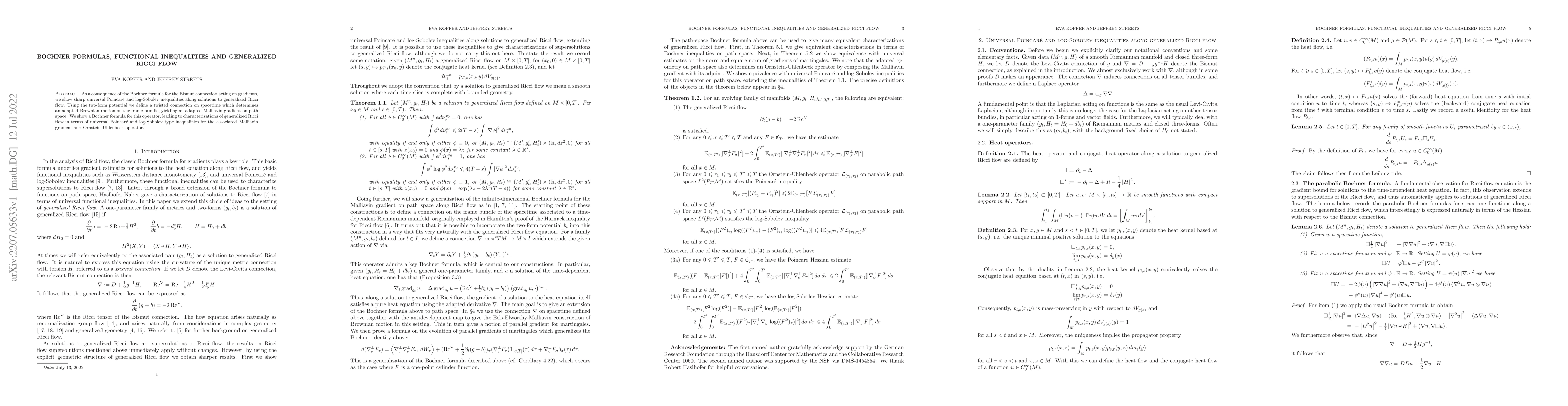 Thumbnail for Bochner formulas, functional inequalities and generalized Ricci flow