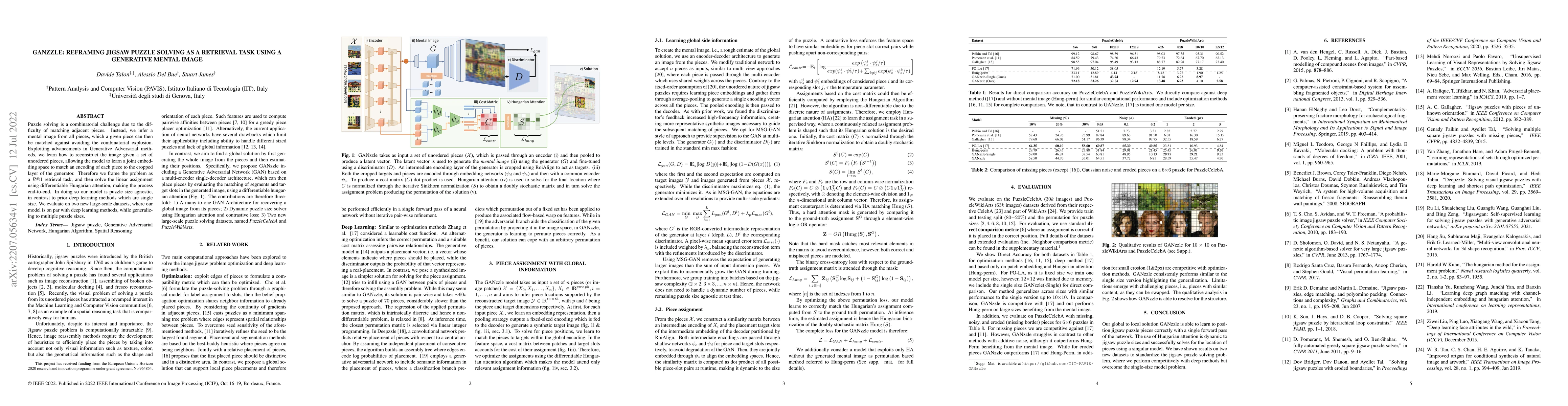Thumbnail for GANzzle: Reframing jigsaw puzzle solving as a retrieval task using a
  generative mental image