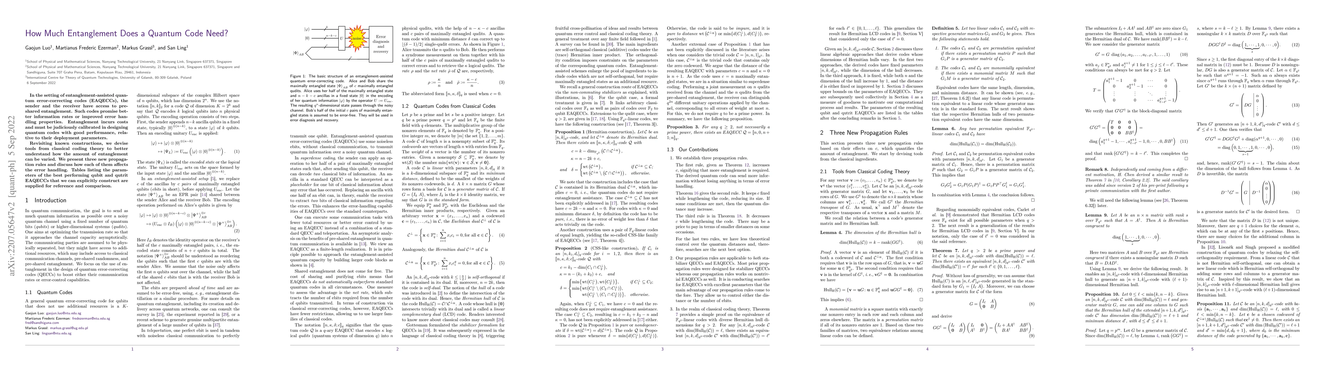 Thumbnail for How Much Entanglement Does a Quantum Code Need?