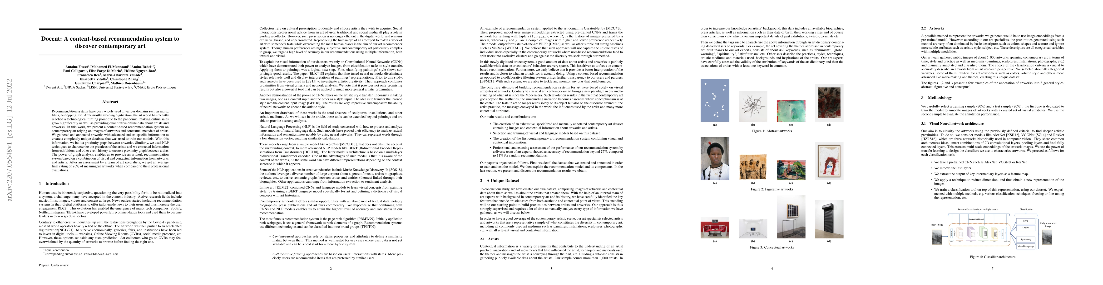 Thumbnail for Docent: A content-based recommendation system to discover contemporary
  art