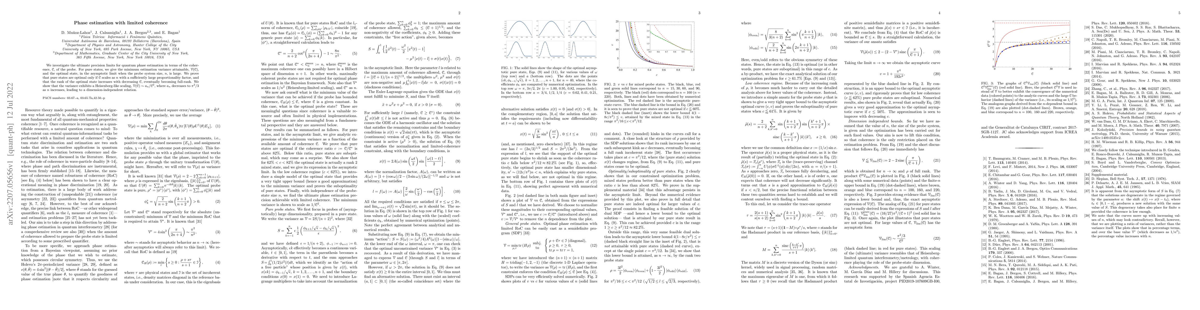 Thumbnail for Phase estimation with limited coherence