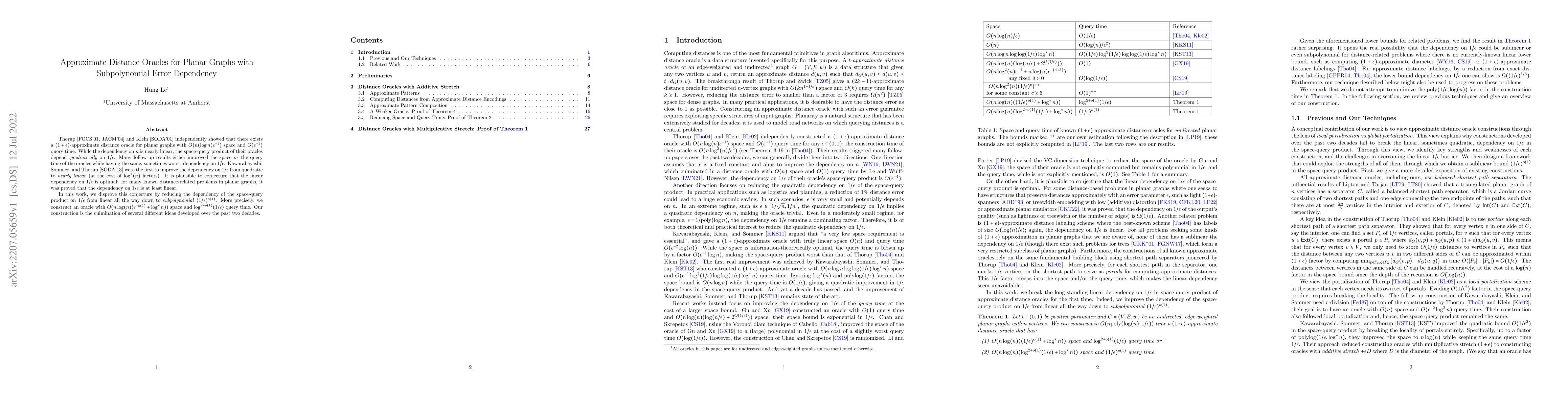 Thumbnail for Approximate Distance Oracles for Planar Graphs with Subpolynomial Error
  Dependency