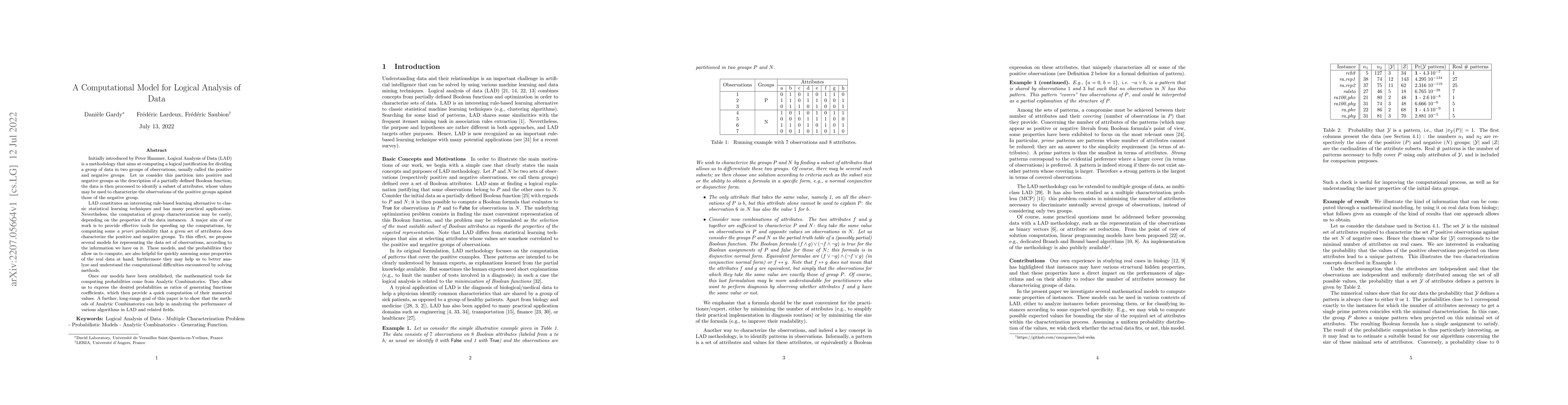 Thumbnail for A Computational Model for Logical Analysis of Data