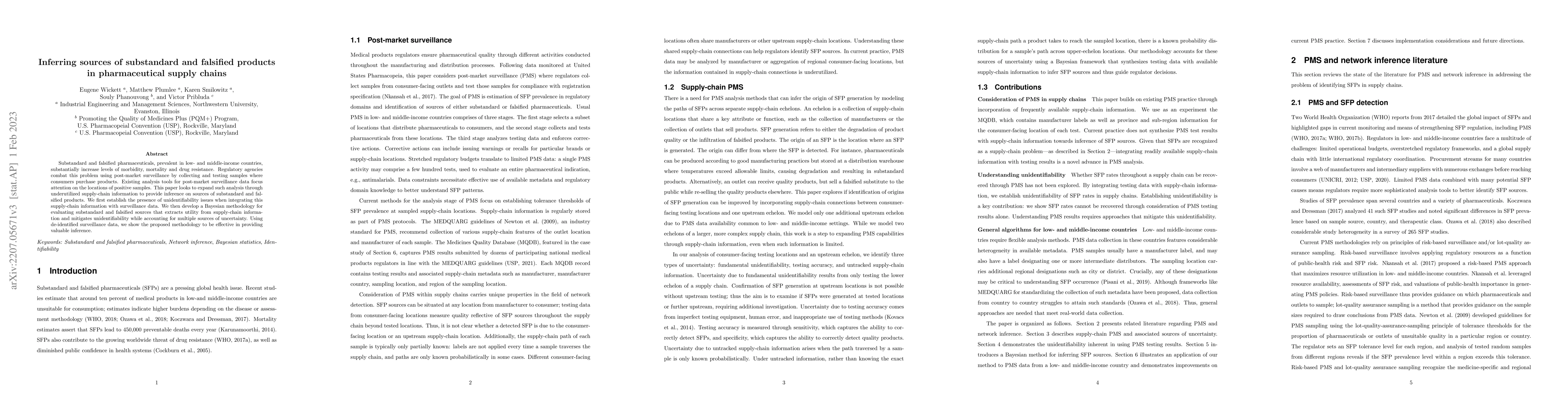 Thumbnail for Inferring sources of substandard and falsified products in
  pharmaceutical supply chains