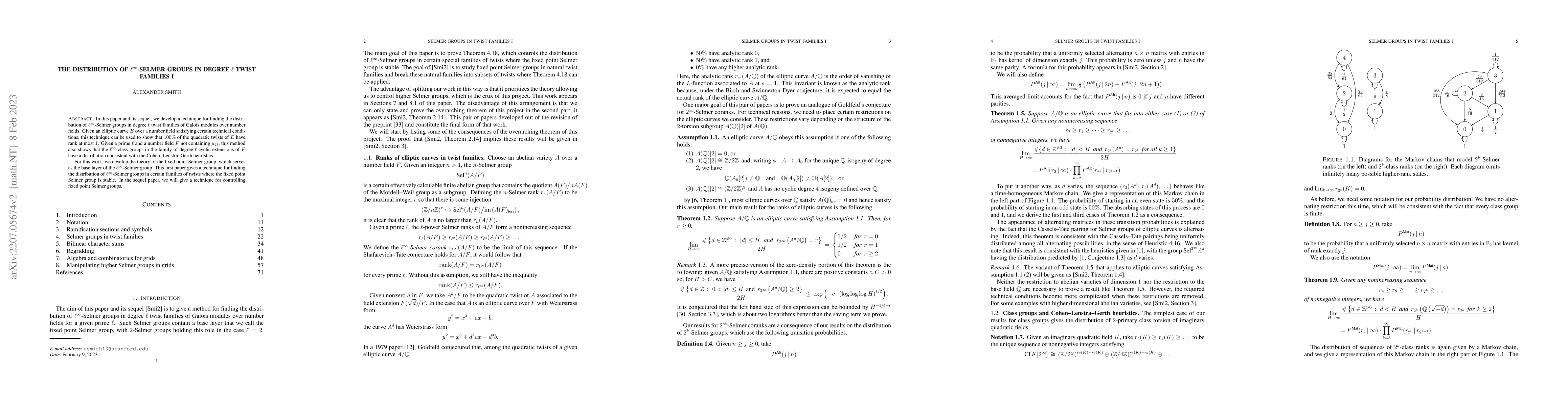Thumbnail for The distribution of $\ell^\infty$-Selmer groups in degree $\ell$ twist
  families I
