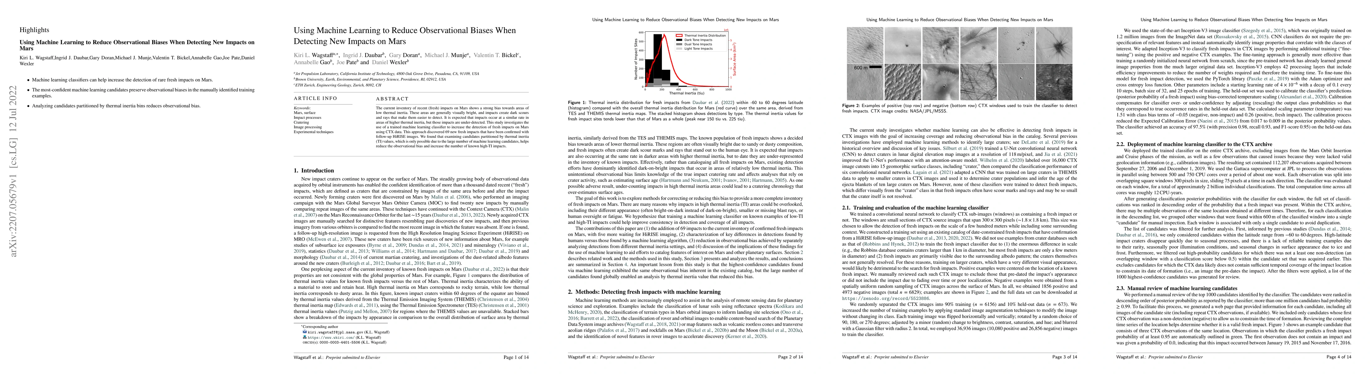 Thumbnail for Using Machine Learning to Reduce Observational Biases When Detecting New
  Impacts on Mars