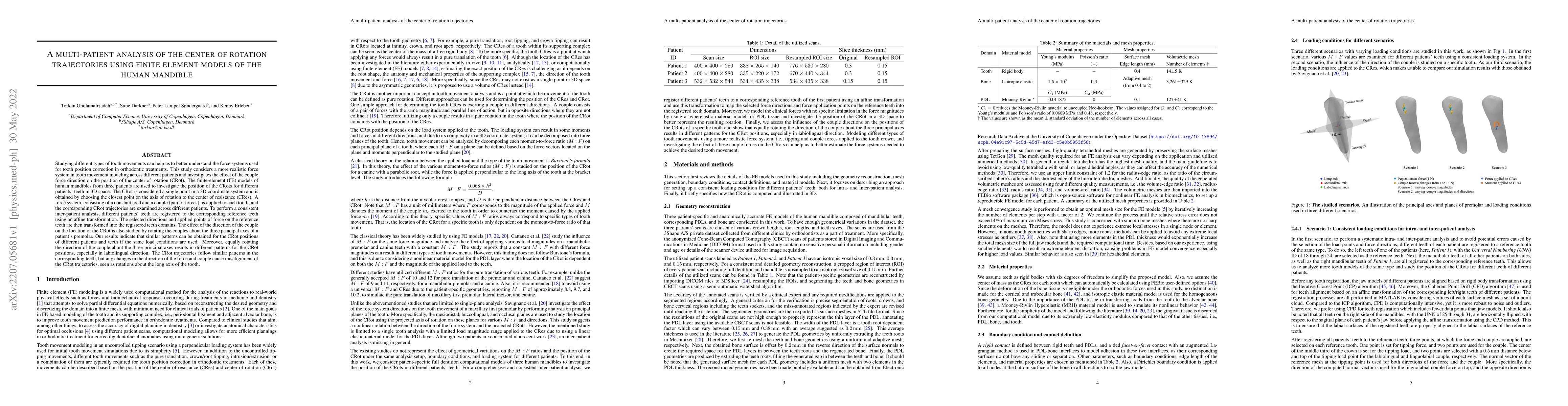 Thumbnail for A multi-patient analysis of the center of rotation trajectories using
  finite element models of the human mandible