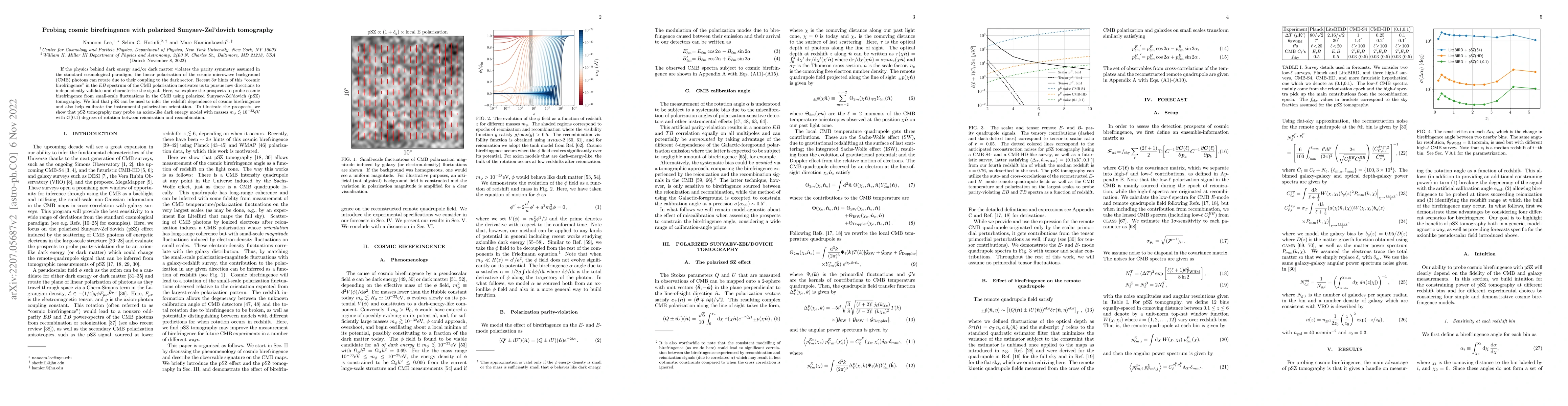 Thumbnail for Probing cosmic birefringence with polarized Sunyaev-Zel'dovich
  tomography