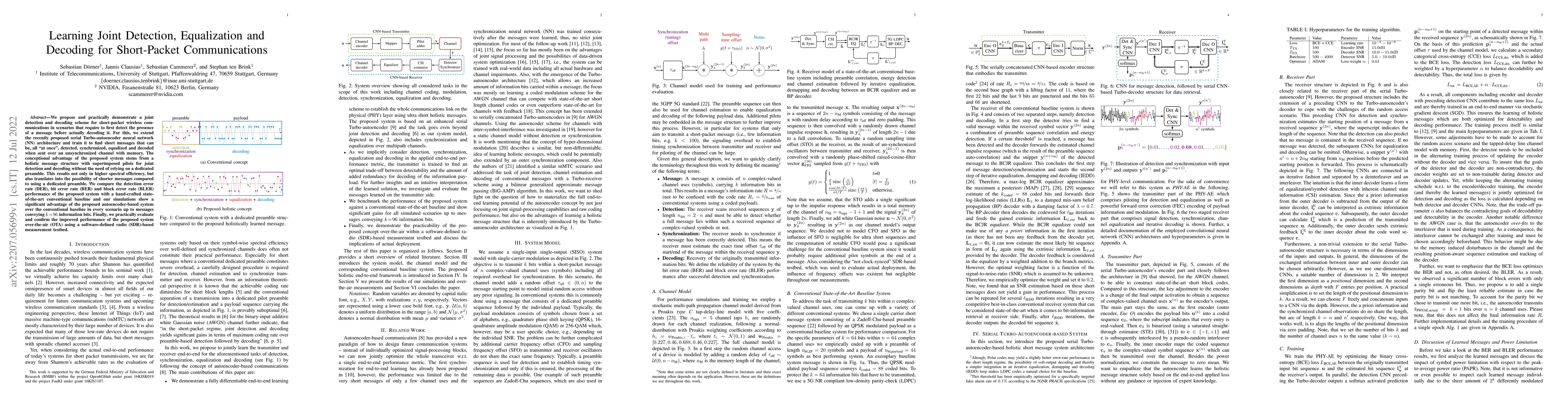 Thumbnail for Learning Joint Detection, Equalization and Decoding for Short-Packet
  Communications