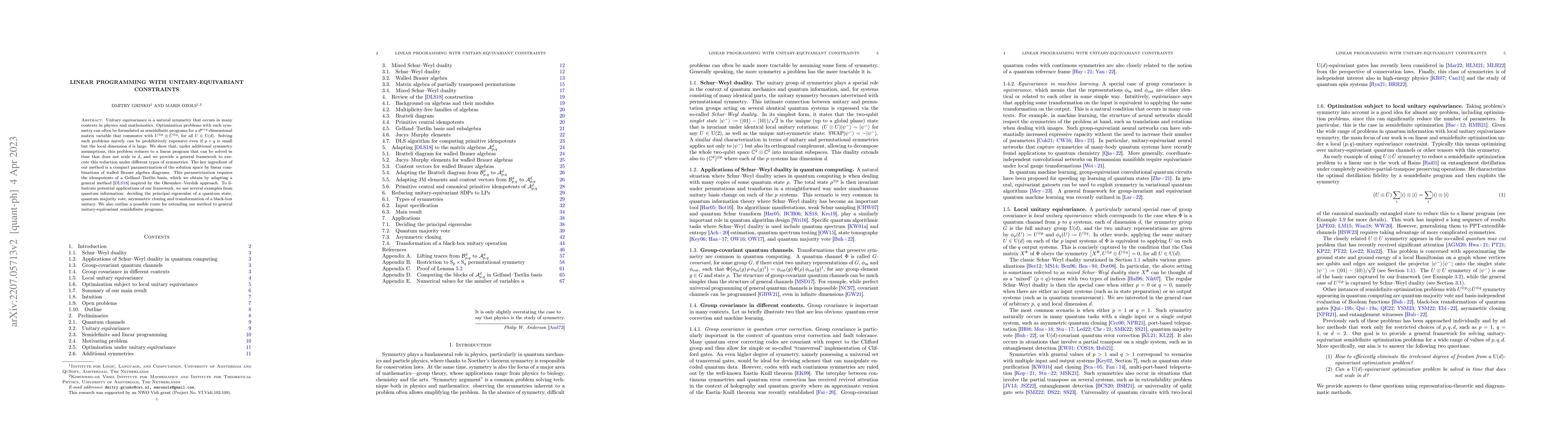 Thumbnail for Linear programming with unitary-equivariant constraints