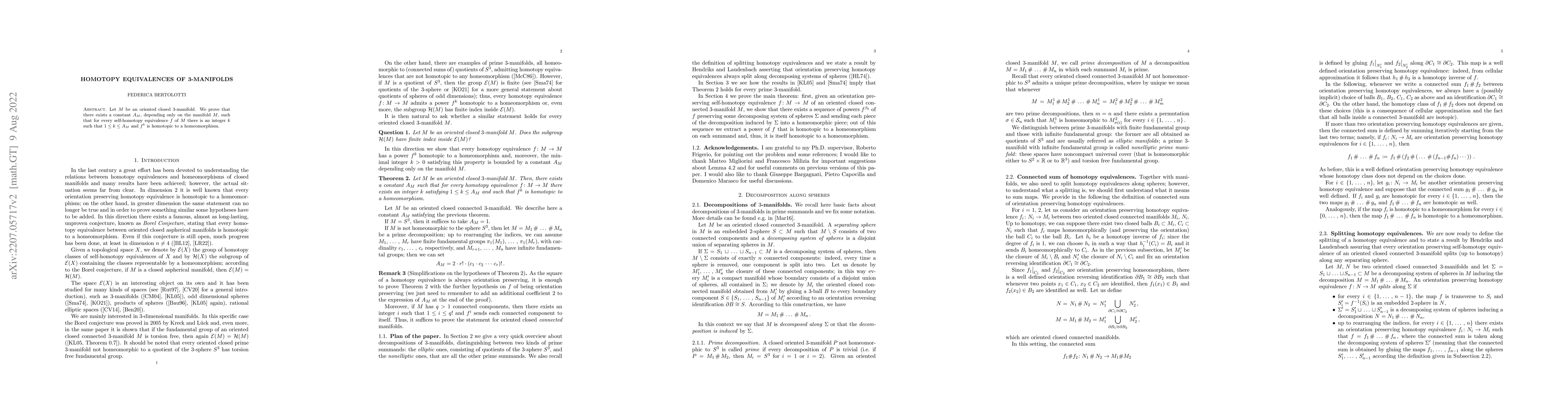 Thumbnail for Homotopy Equivalences of 3-Manifolds