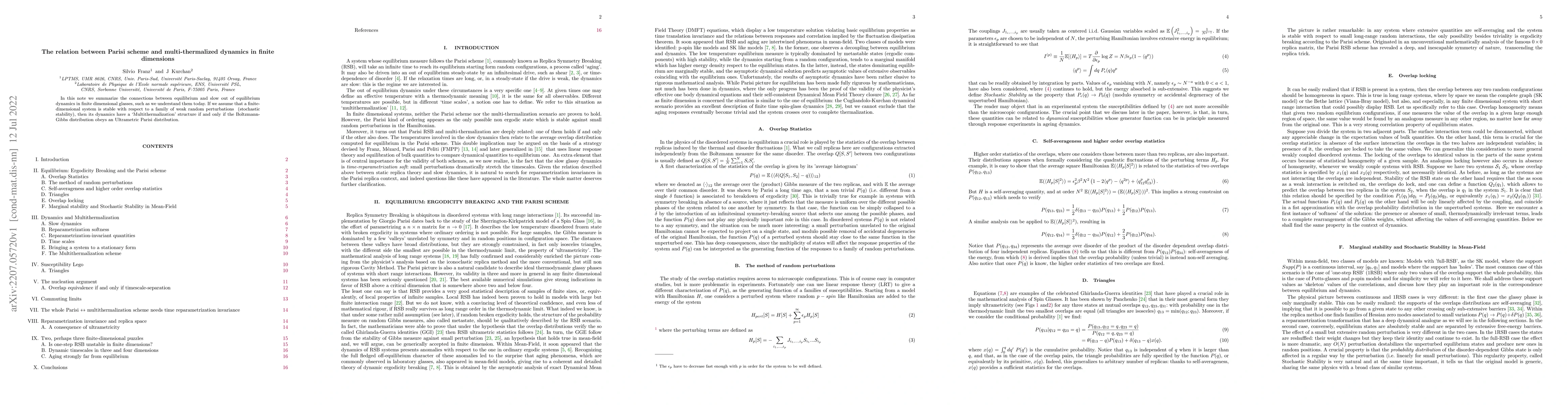 Thumbnail for The relation between Parisi scheme and multi-thermalized dynamics in
  finite dimensions