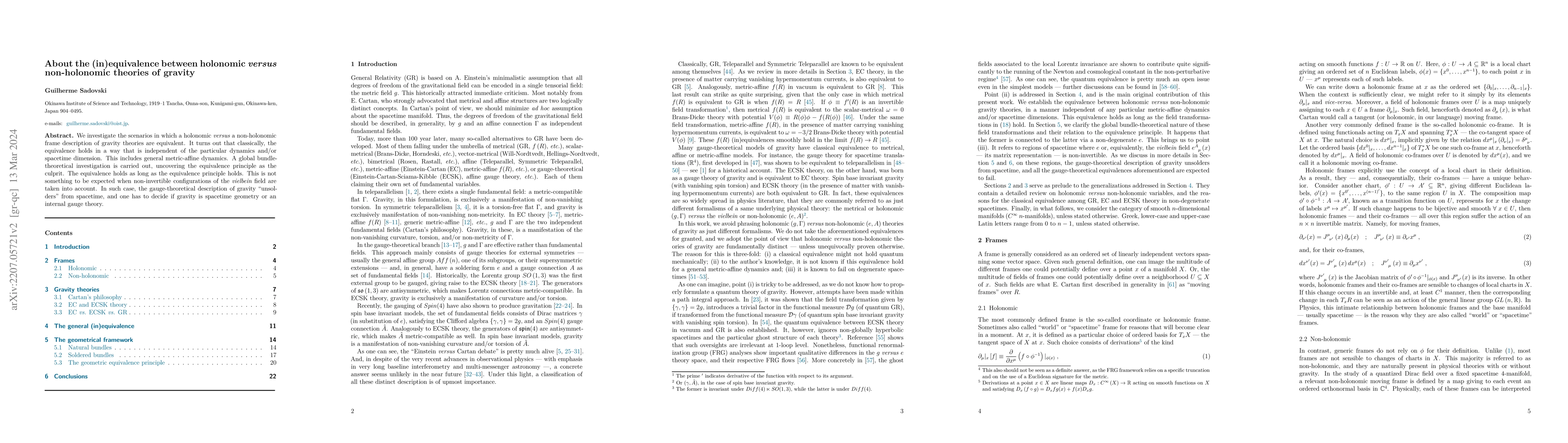 Thumbnail for About the (in)equivalence between holonomic versus non-holonomic
  theories of gravity