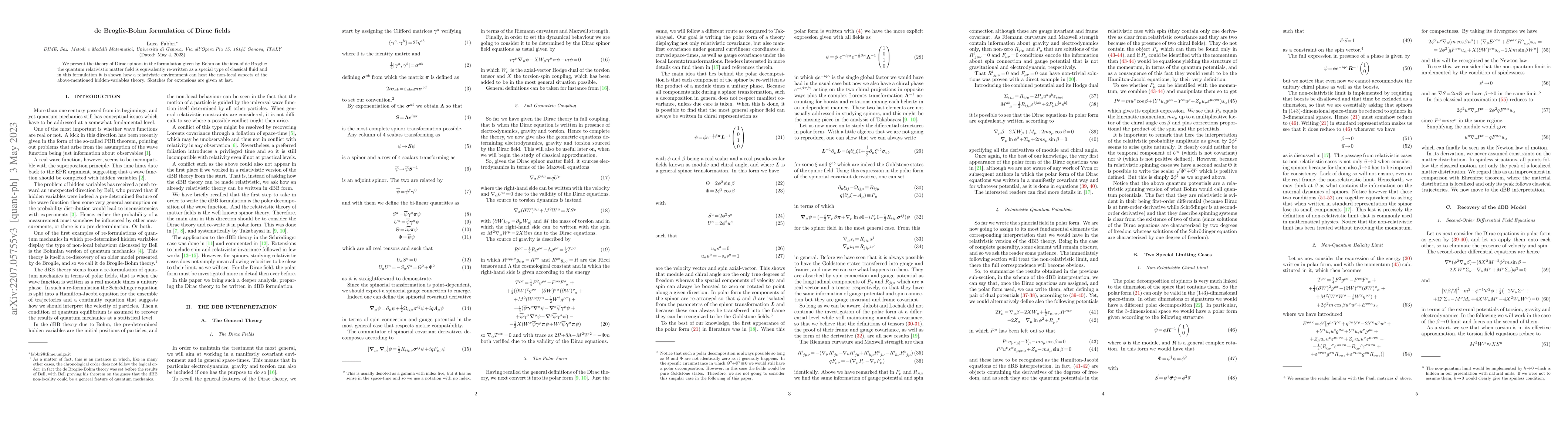 Thumbnail for de Broglie-Bohm formulation of Dirac fields