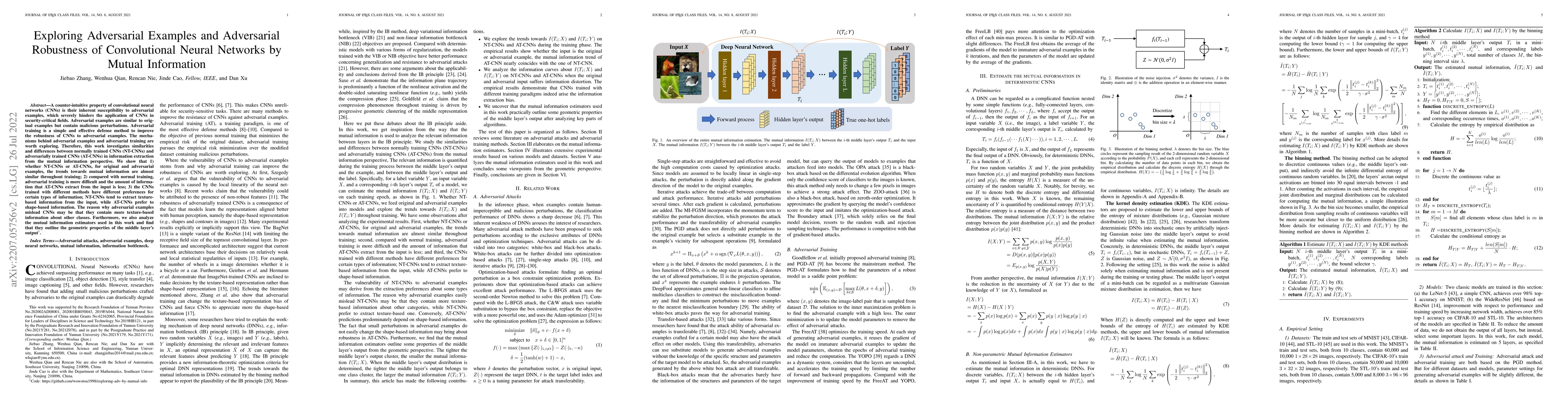 Thumbnail for Exploring Adversarial Examples and Adversarial Robustness of
  Convolutional Neural Networks by Mutual Information