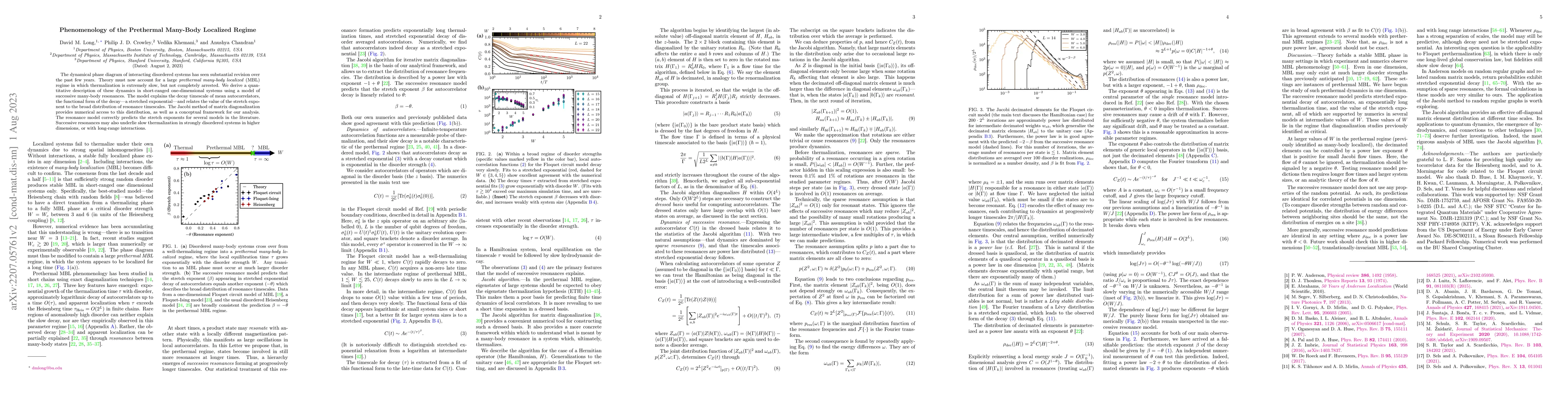 Thumbnail for Phenomenology of the Prethermal Many-Body Localized Regime