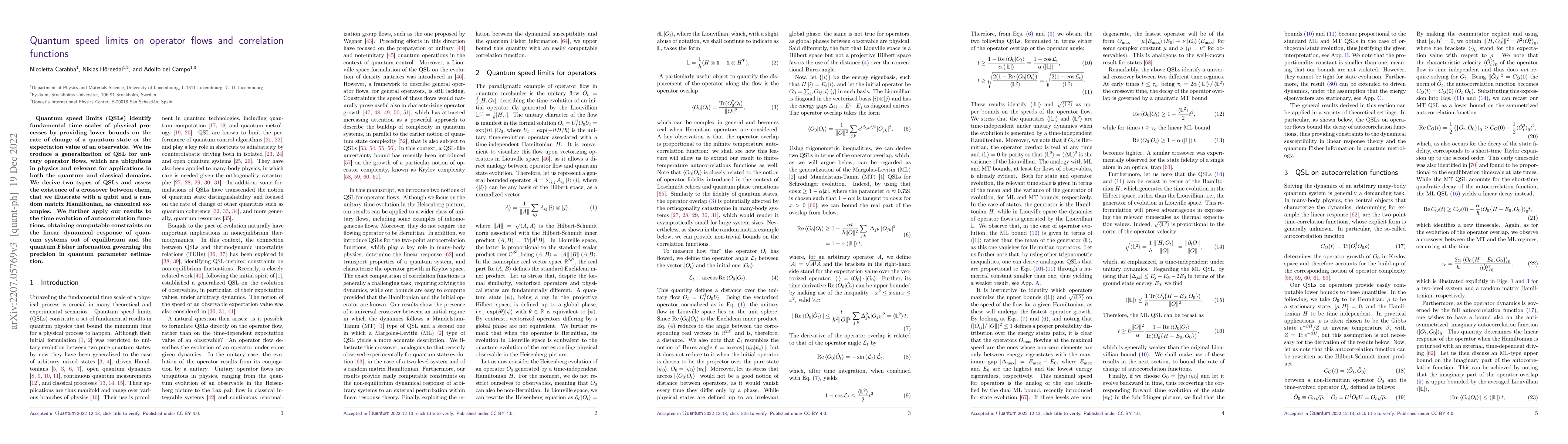 Thumbnail for Quantum speed limits on operator flows and correlation functions