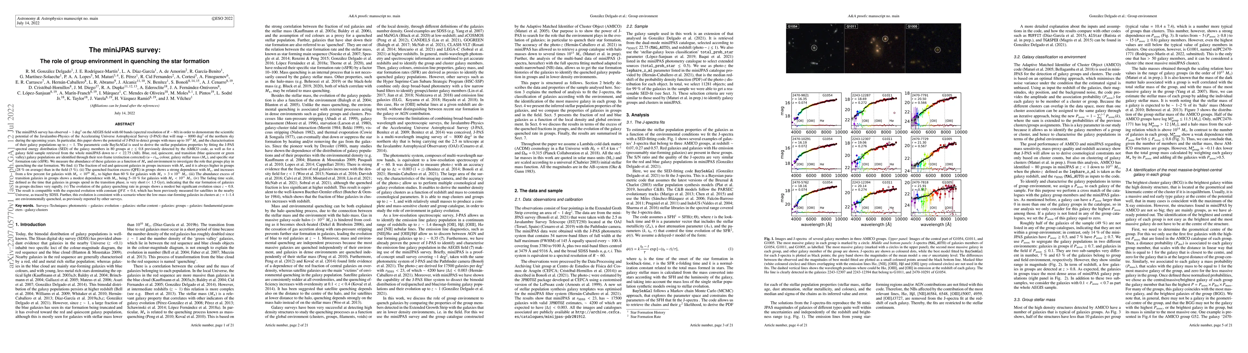 Thumbnail for The miniJPAS survey: The role of group environment in quenching the star
  formation