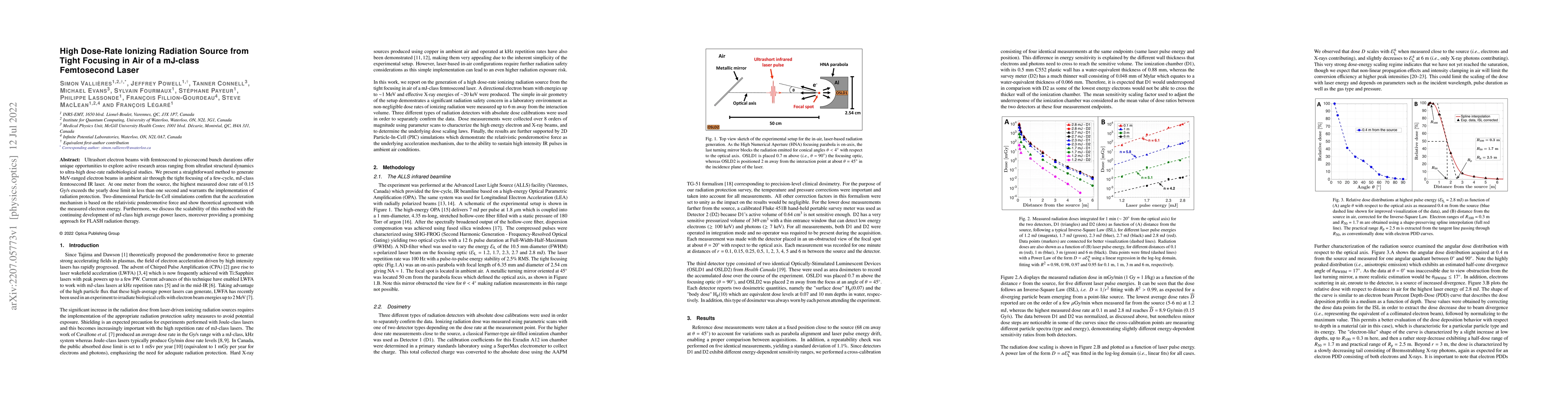 Thumbnail for High Dose-Rate Ionizing Radiation Source from Tight Focusing in Air of a
  mJ-class Femtosecond Laser