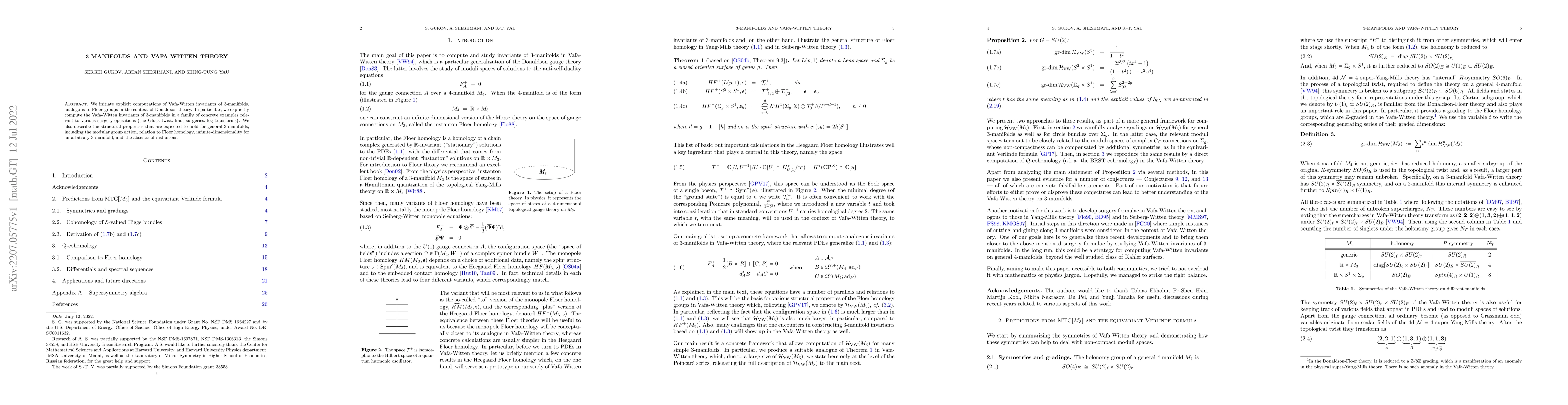 Thumbnail for 3-manifolds and Vafa-Witten theory