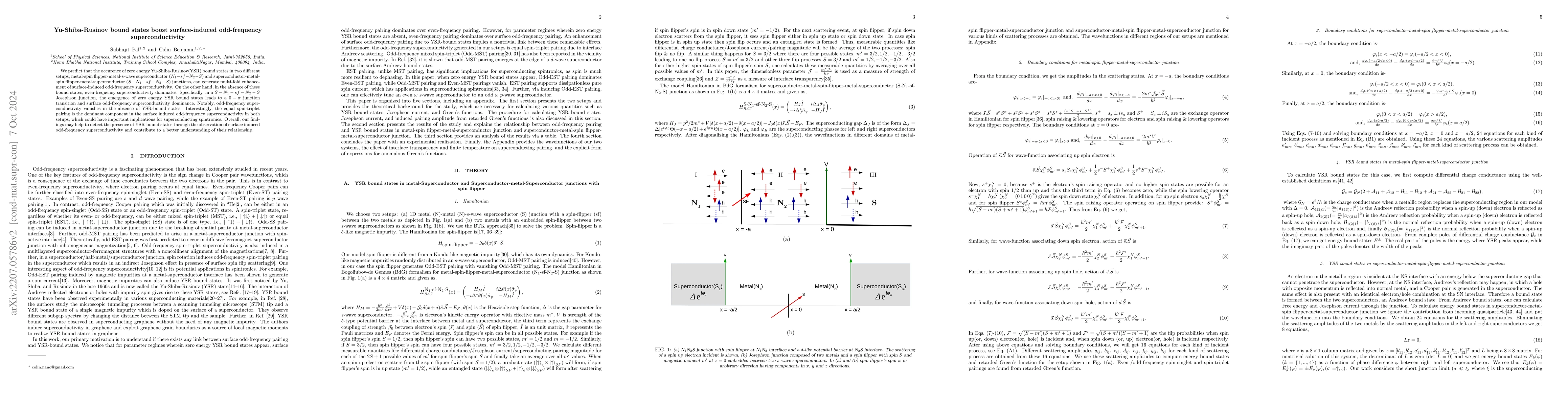 Thumbnail for Yu-Shiba-Rusinov bound states boost odd-frequency superconductivity