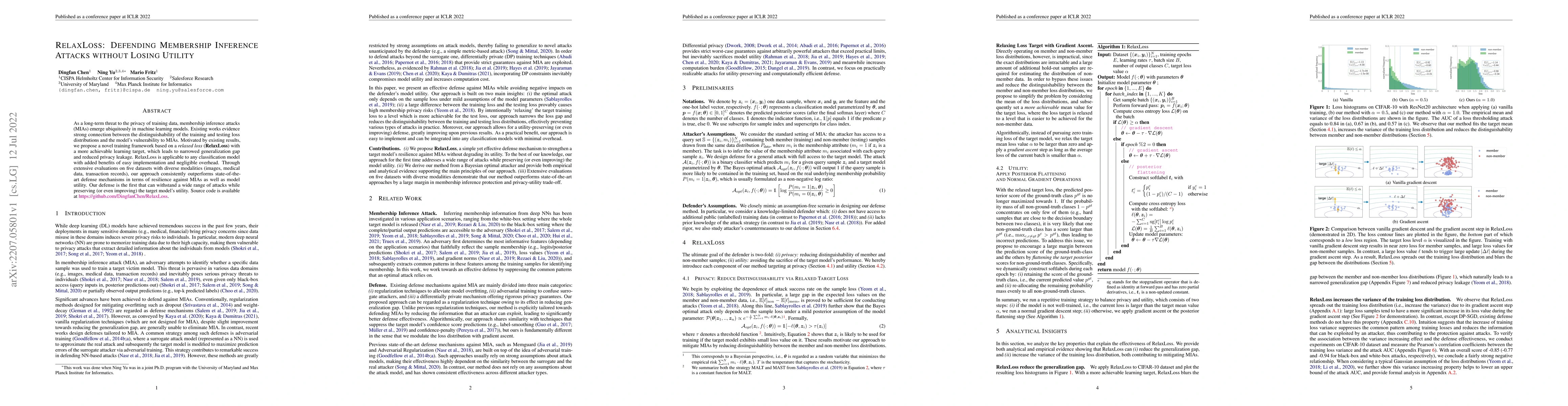 Thumbnail for RelaxLoss: Defending Membership Inference Attacks without Losing Utility