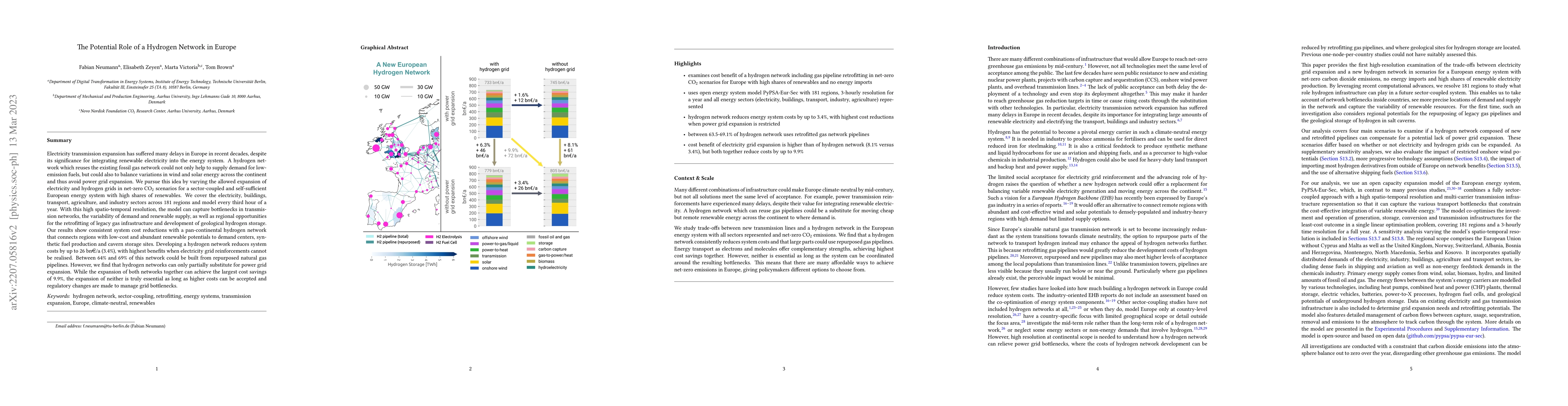 Thumbnail for The Potential Role of a Hydrogen Network in Europe