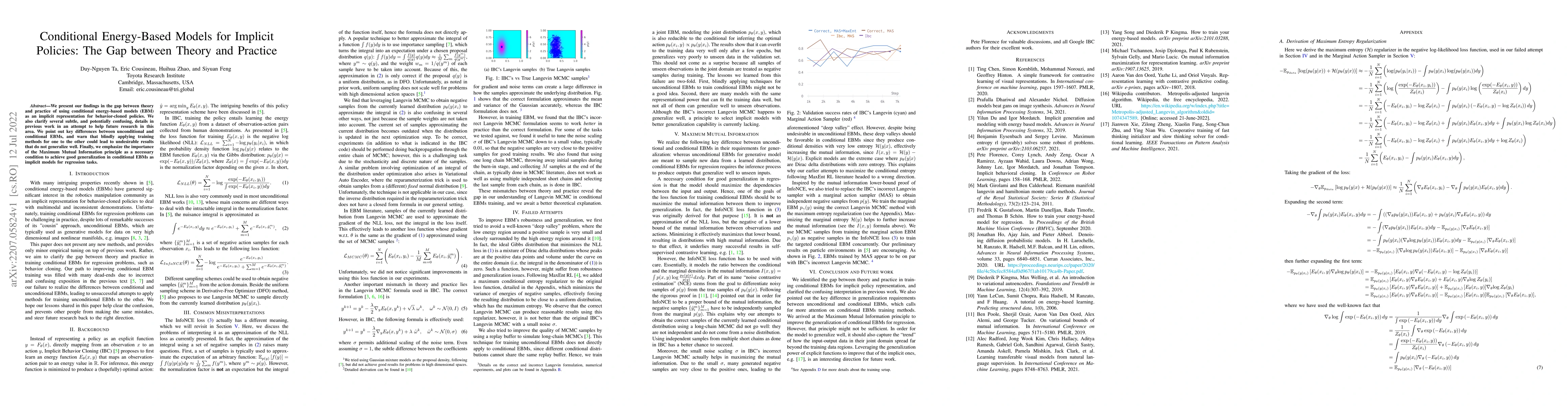 Thumbnail for Conditional Energy-Based Models for Implicit Policies: The Gap between
  Theory and Practice