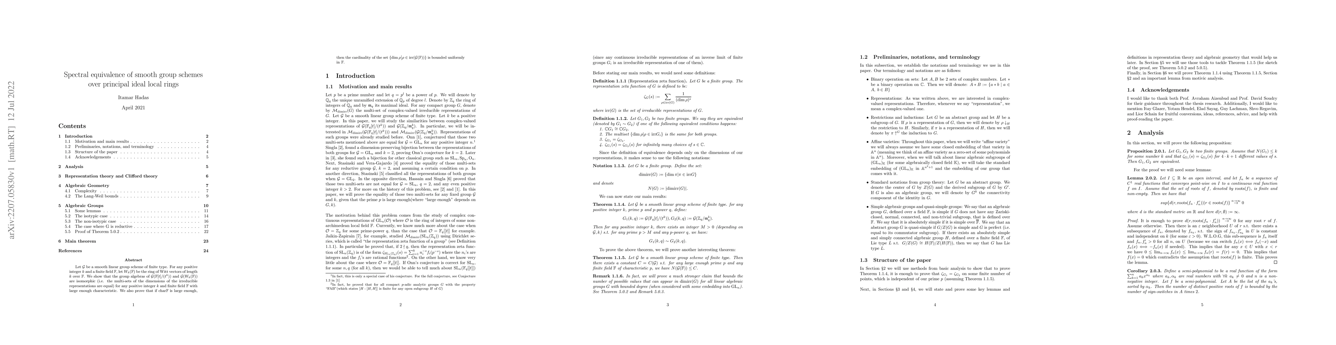 Thumbnail for Spectral equivalence of smooth group schemes over principal ideal local
  rings