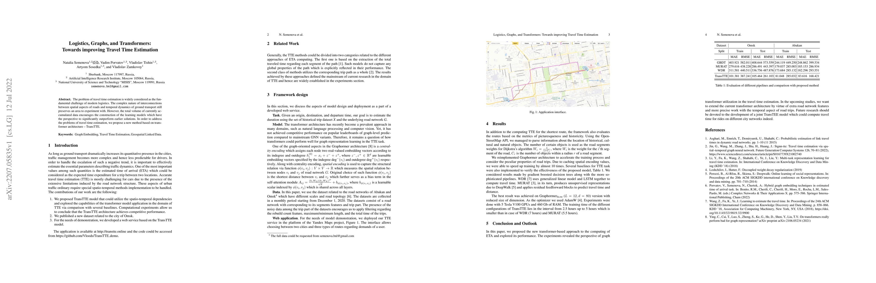 Thumbnail for Logistics, Graphs, and Transformers: Towards improving Travel Time
  Estimation