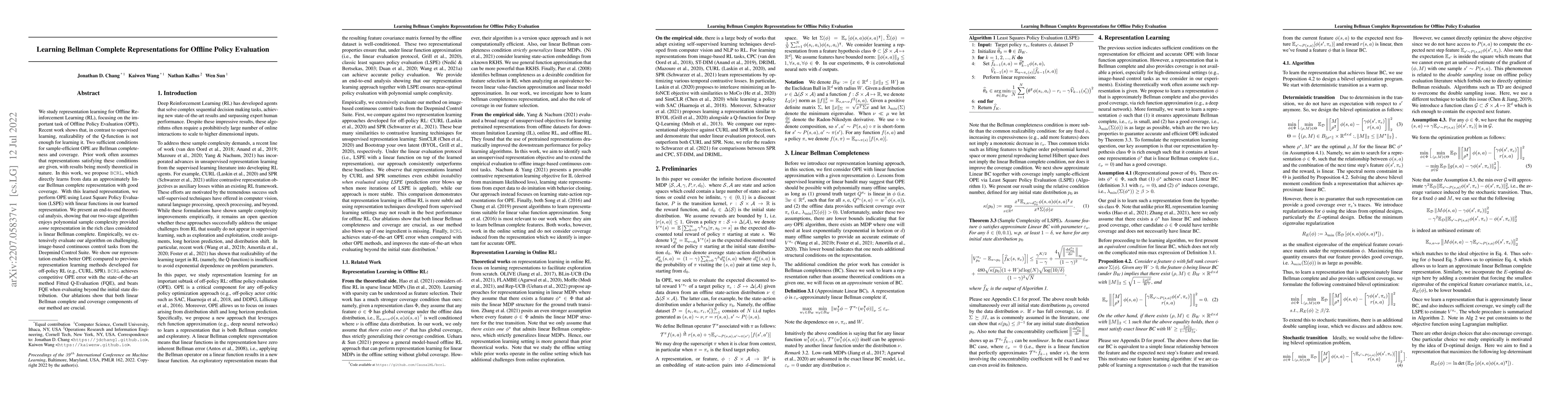 Thumbnail for Learning Bellman Complete Representations for Offline Policy Evaluation