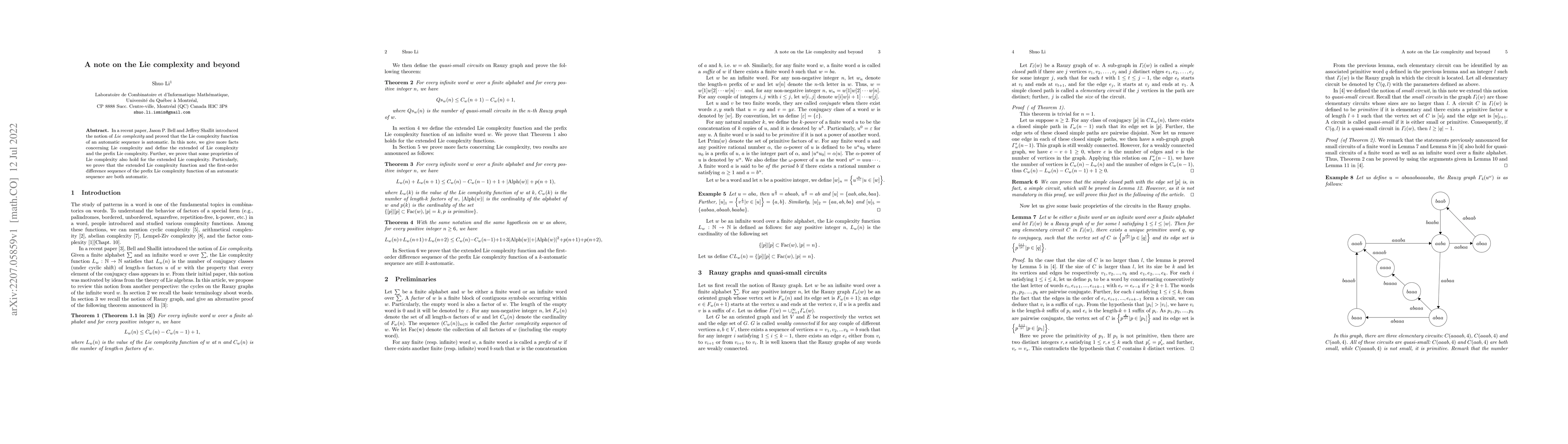 Thumbnail for A note on the Lie complexity and beyond