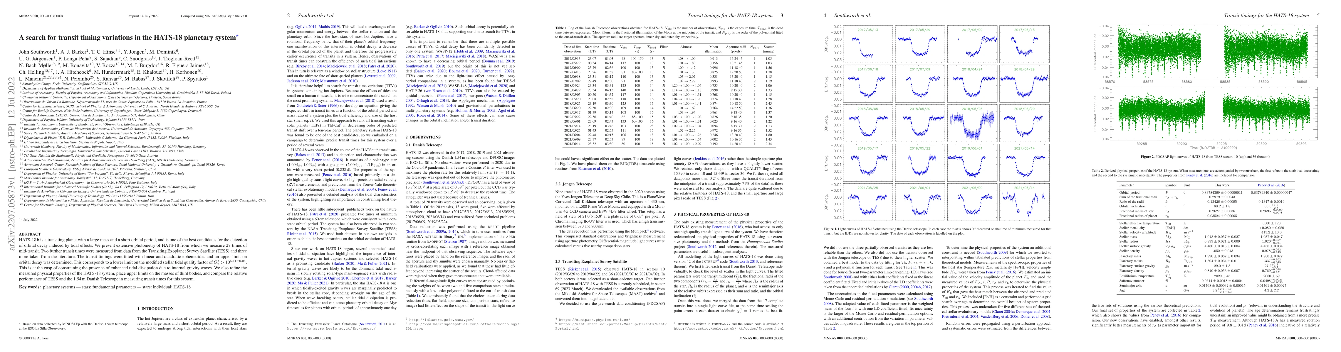 Thumbnail for A search for transit timing variations in the HATS-18 planetary system