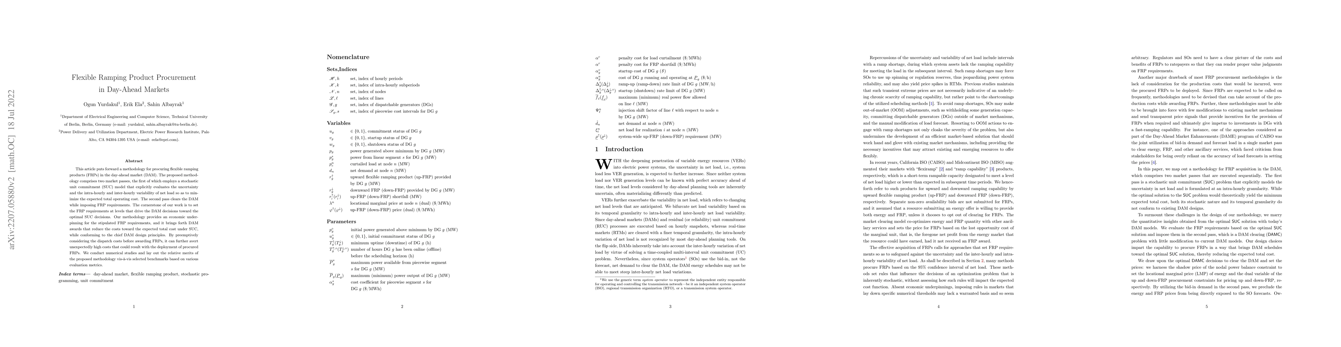 Thumbnail for Flexible Ramping Product Procurement in Day-Ahead Markets