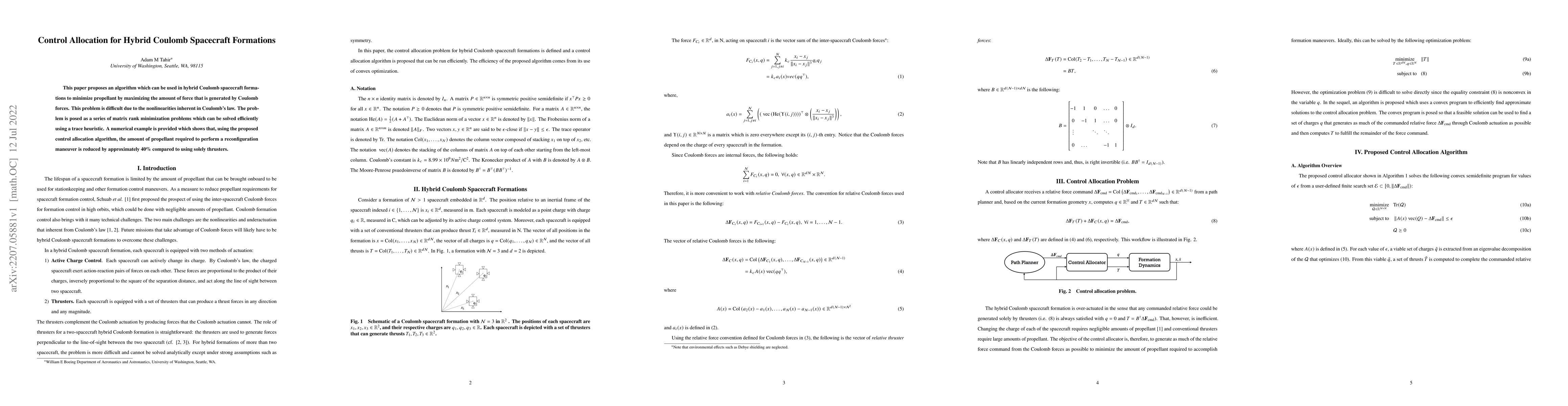 Thumbnail for Control Allocation for Hybrid Coulomb Spacecraft Formations