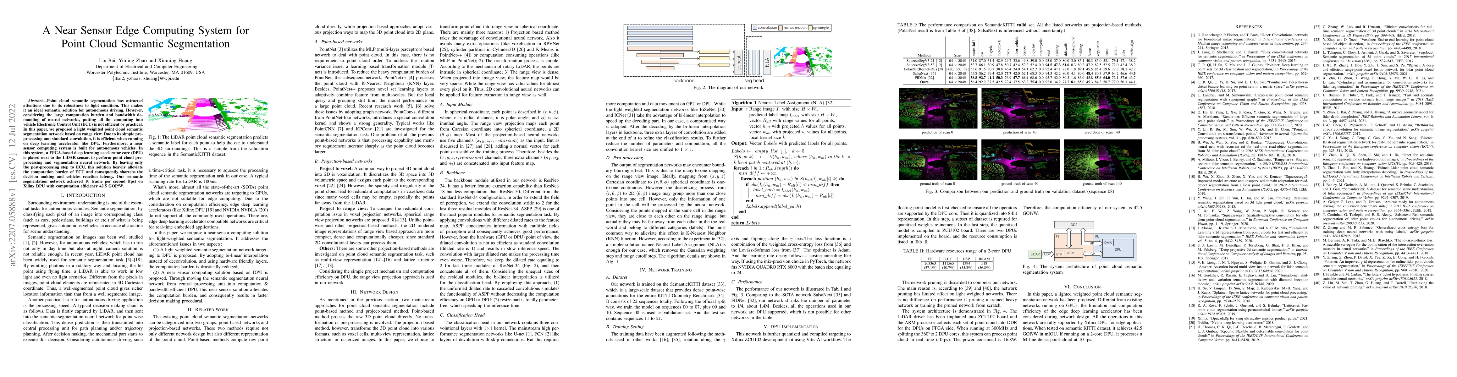 Thumbnail for A Near Sensor Edge Computing System for Point Cloud Semantic
  Segmentation