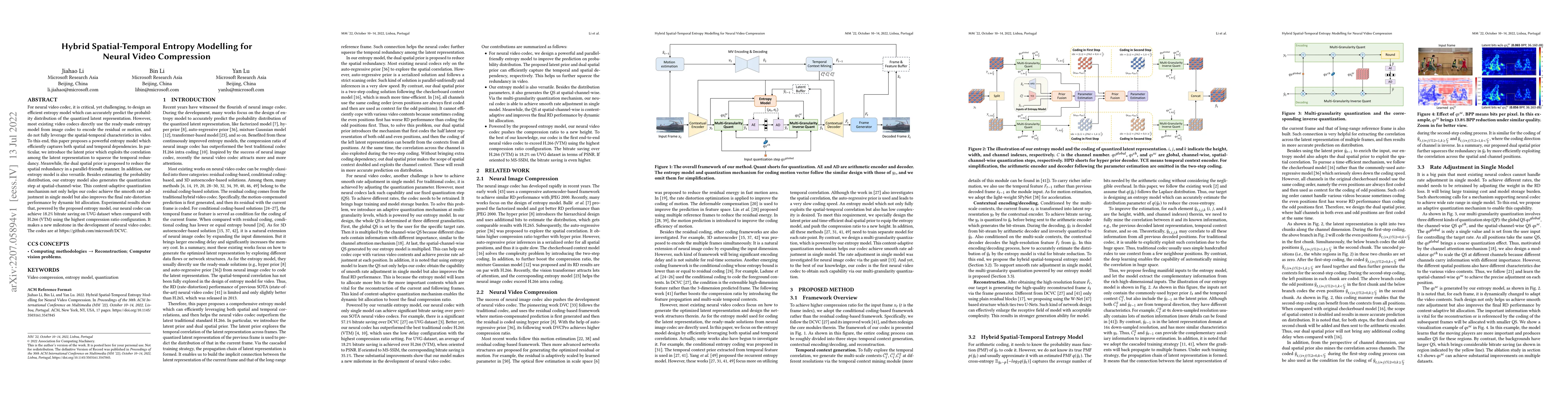 Thumbnail for Hybrid Spatial-Temporal Entropy Modelling for Neural Video Compression