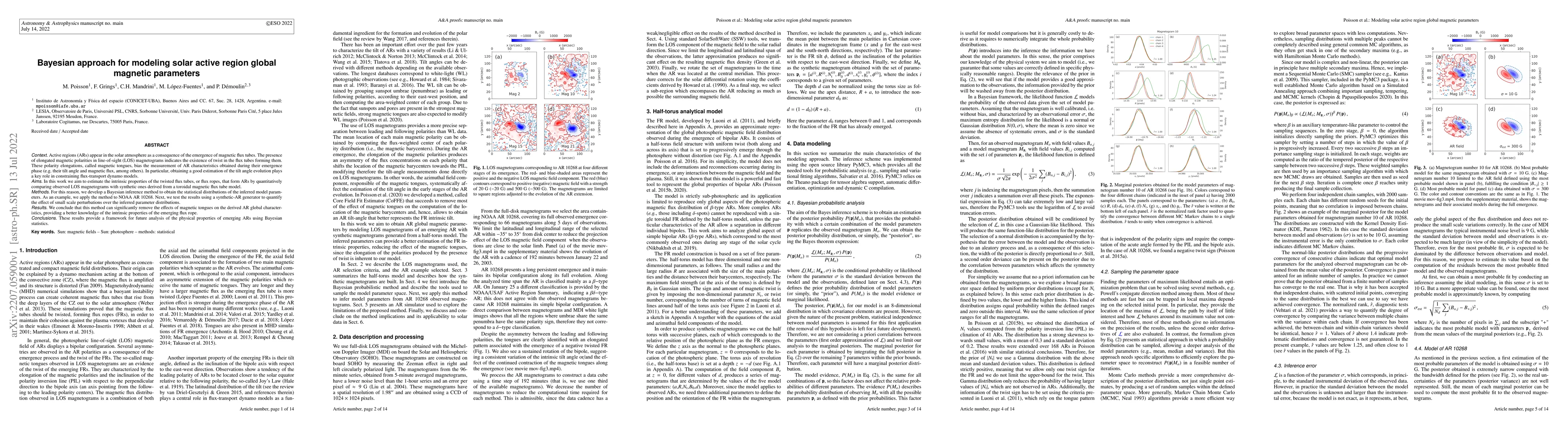 Thumbnail for Bayesian approach for modeling solar active region global magnetic
  parameters