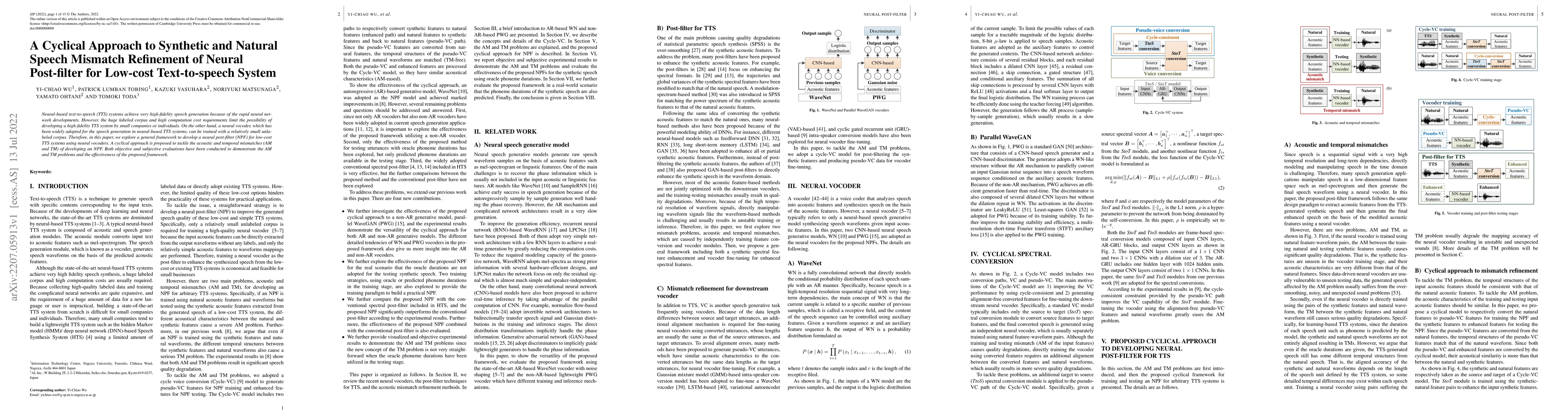Thumbnail for A Cyclical Approach to Synthetic and Natural Speech Mismatch Refinement
  of Neural Post-filter for Low-cost Text-to-speech System