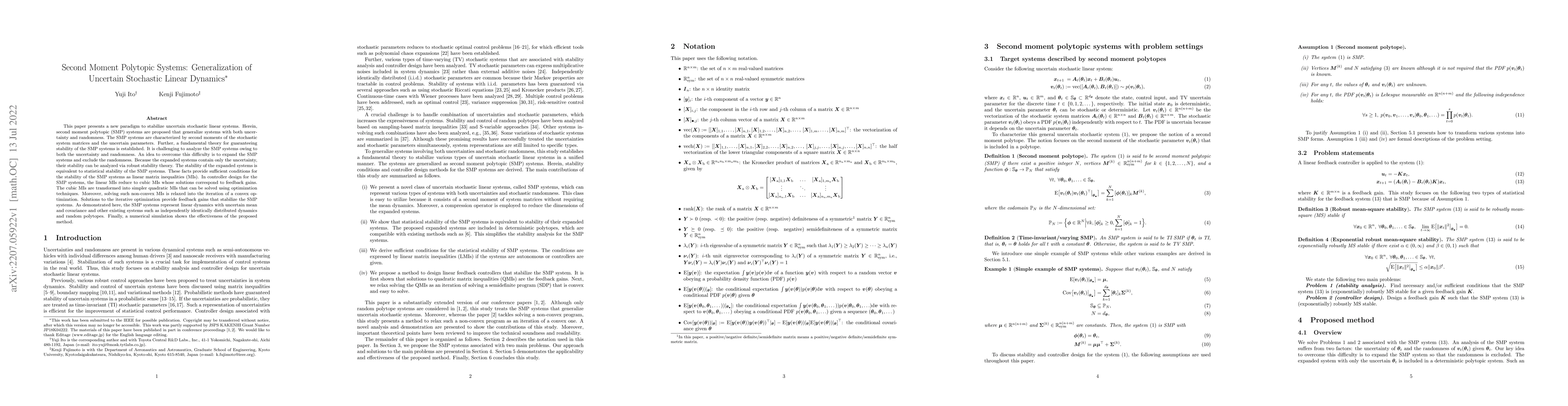 Thumbnail for Second Moment Polytopic Systems: Generalization of Uncertain Stochastic
  Linear Dynamics