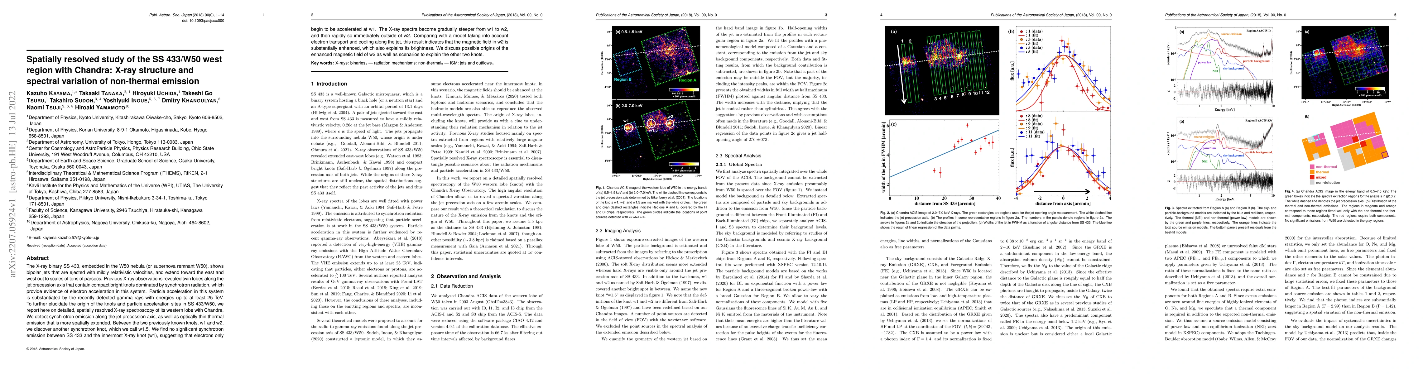 Thumbnail for Spatially resolved study of the SS 433/W50 west region with Chandra:
  X-ray structure and spectral variation of non-thermal emission