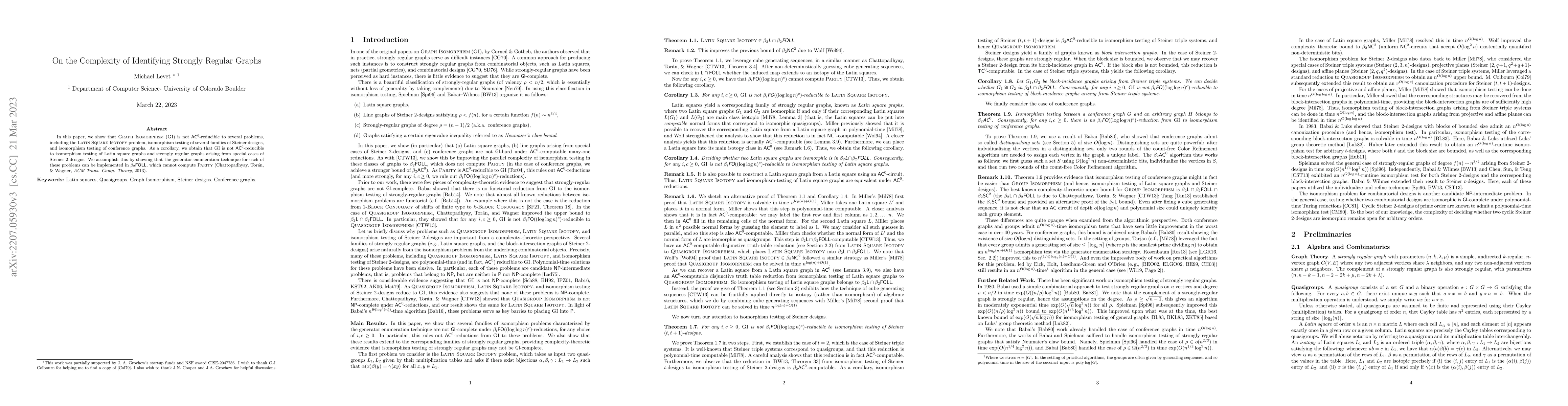 Thumbnail for On the Complexity of Identifying Strongly Regular Graphs