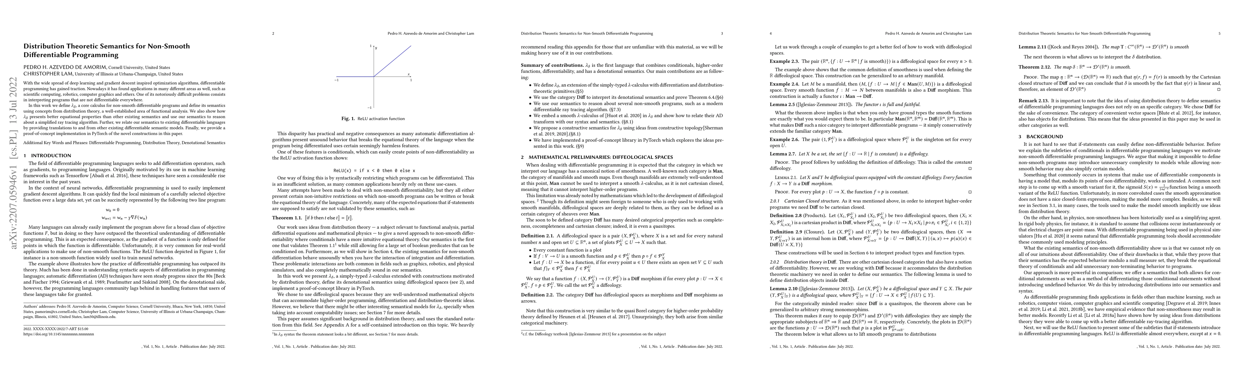 Thumbnail for Distribution Theoretic Semantics for Non-Smooth Differentiable
  Programming