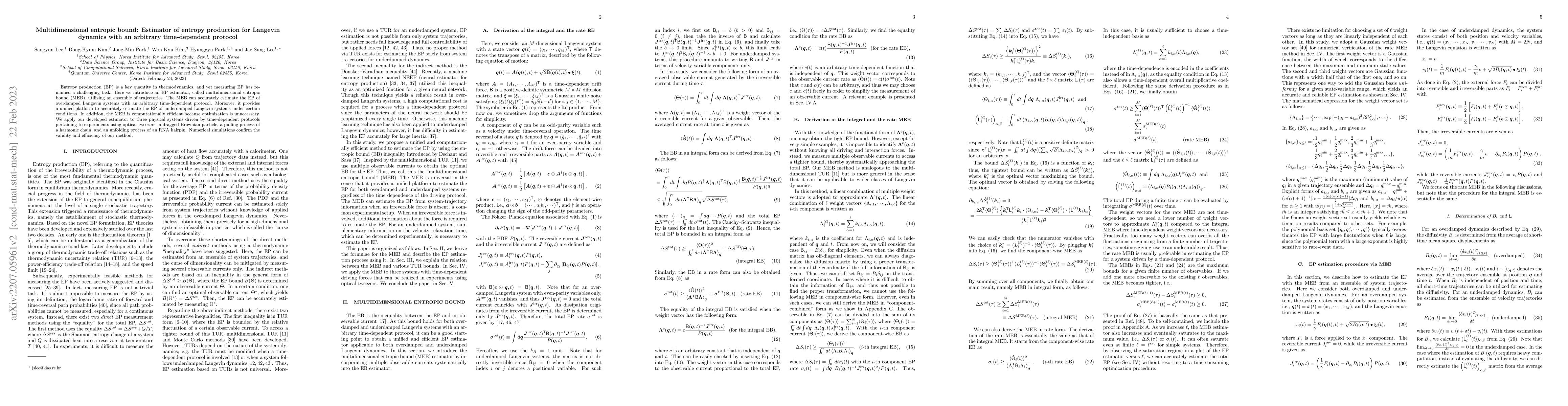 Thumbnail for Multidimensional entropic bound: Estimator of entropy production for
  general Langevin dynamics with an arbitrary time-dependent protocol