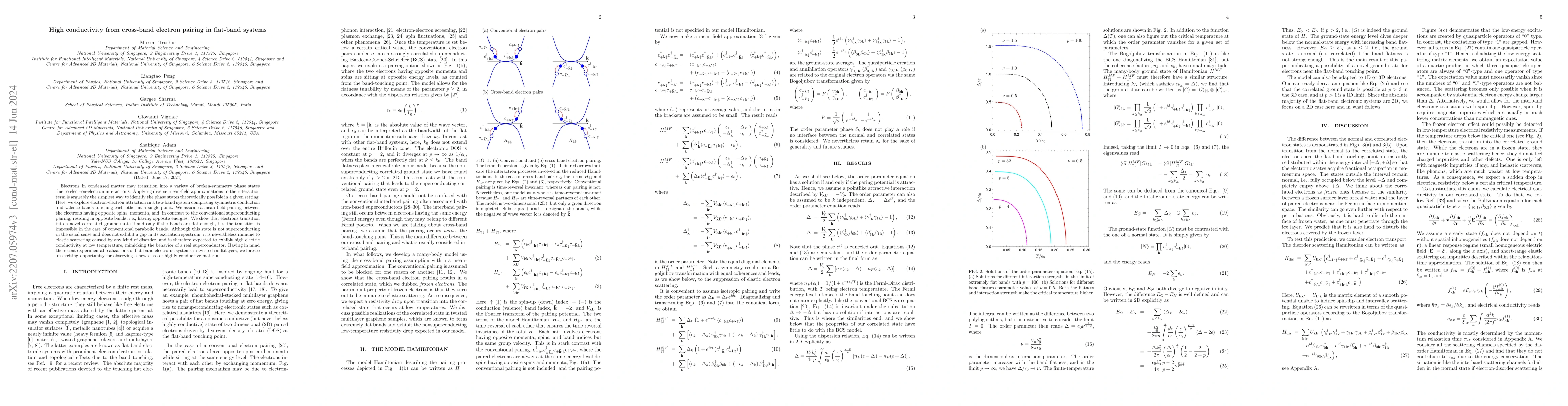 Thumbnail for High conductivity from cross-band electron pairing in flat-band systems