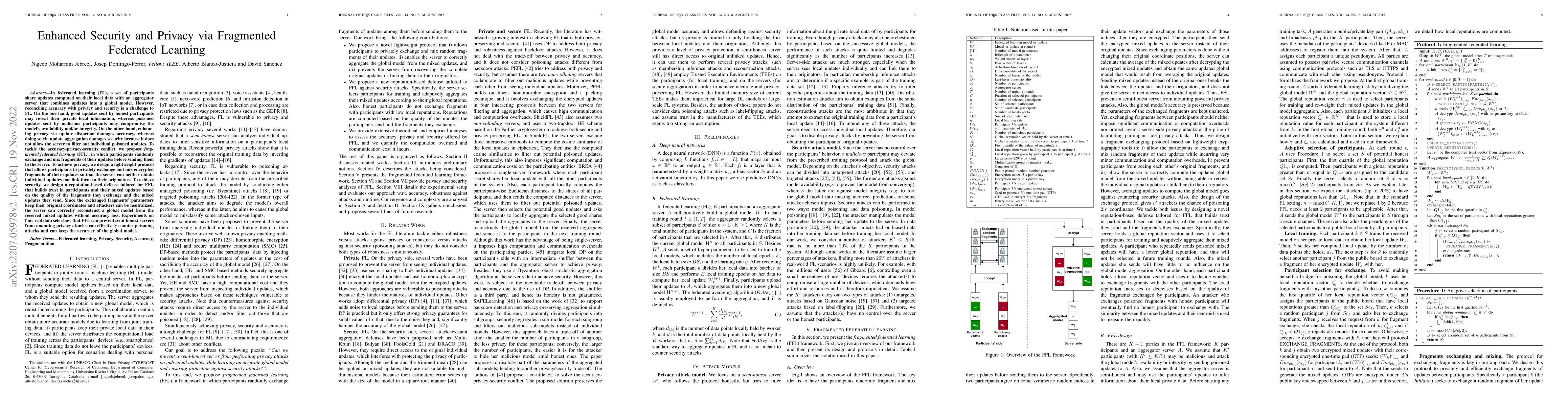 Thumbnail for Enhanced Security and Privacy via Fragmented Federated Learning